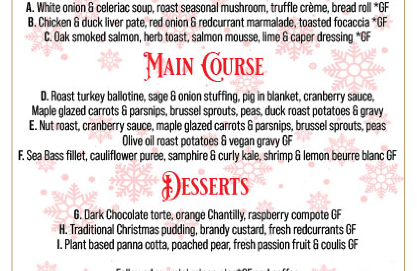Xmas Lunch Menus
