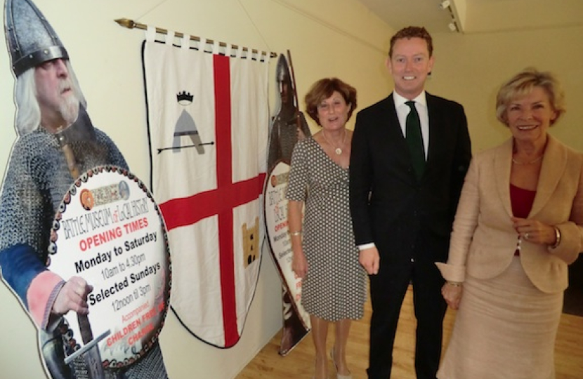 Greg with Cllr Angharad Davies and Margaret Howell who made the banner